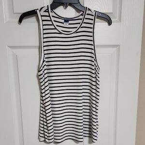 Old Navy White and Black Striped Tank Top
